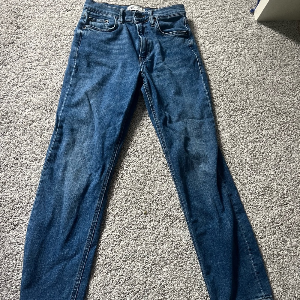 Zara Blue Straight Leg Jeans for Women